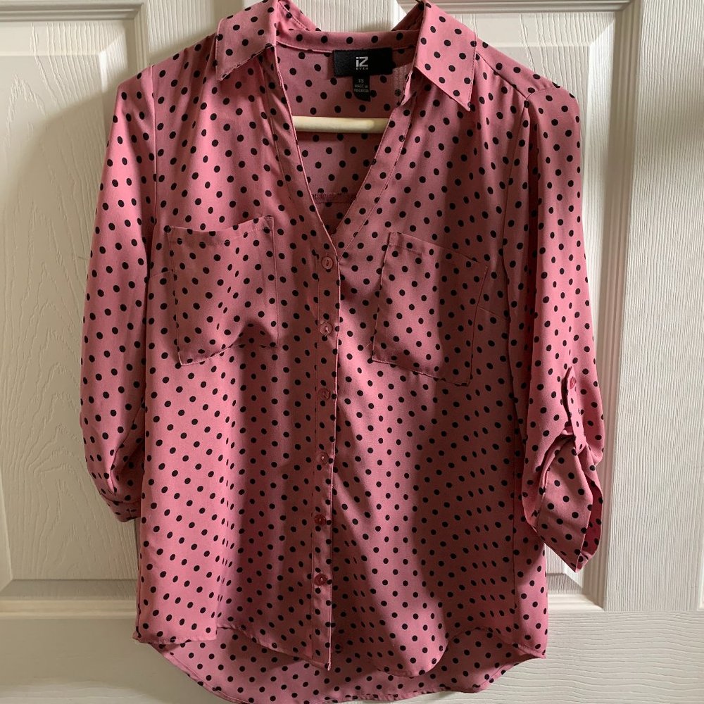 Pink & Black Polka Dot Dress Shirt